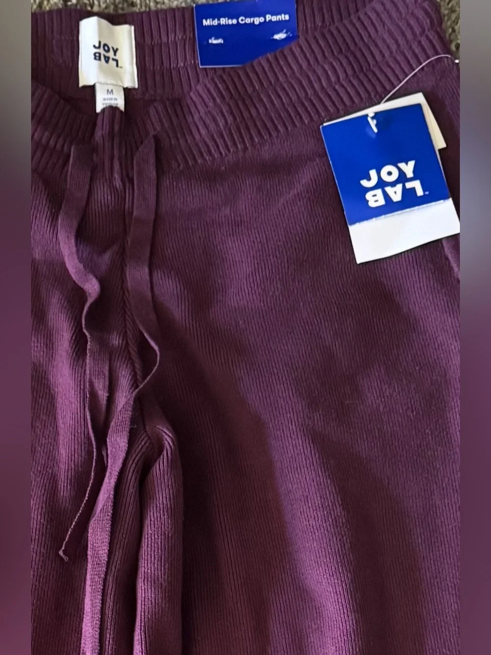 NWT JoyLab High-Rise Sweater Cargo Pants Plum Purple Size M